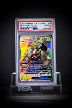 2017 Pokemon SM Crimson Invasion ALN Golem GX 34 PSA 10 - Image 2