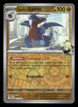 Cynthia's Gabite 103/182 Destined Rivals Reverse Holo NM/M Pokemon - Image 1