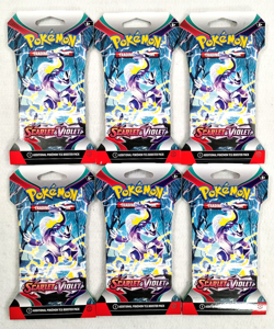 6 - Pokemon TCG Scarlet & Violet Sleeved Booster Pack - 10 Cards Each (60 Cards) - Image 1