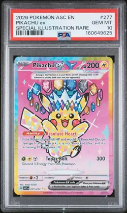 2026 POKEMON ASC EN-ASCENDED HEROES SPECIAL ILLUSTRATION RARE PIKACHU EX PSA 10 - Image 1