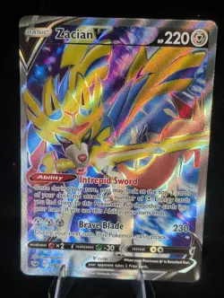 Pokemon TCG Zacian V SWSH Full Art Card 195/202 - Image 1