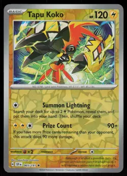 Tapu Koko 065/191 Rare Surging Sparks Pokemon Reverse Holo Near Mint - Image 1