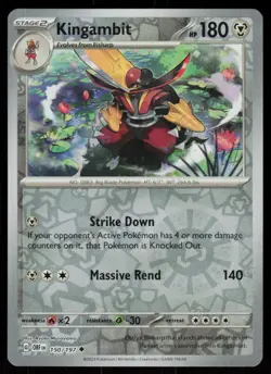 Kingambit 150/197 Uncommon Obsidian Flames Pokemon Reverse Holo Near Mint - Image 1