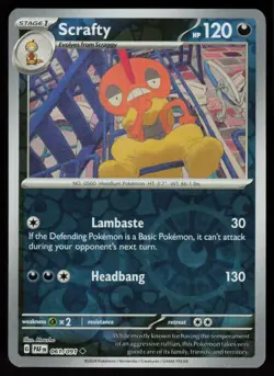 Scrafty 061/091 Uncommon Paldean Fates Pokemon Reverse Holo Near Mint - Image 1