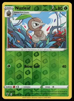 Nuzleaf 011/185 Uncommon Vivid Voltage Pokemon Reverse Holo Lightly Played - Image 1