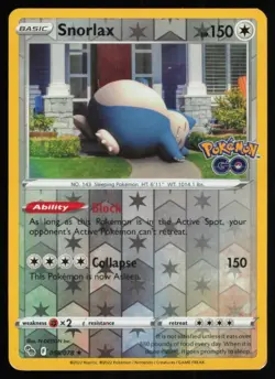 2022 SWORD SHIELD POKEMON GO SNORLAX REVERSE HOLO #055 - Image 1