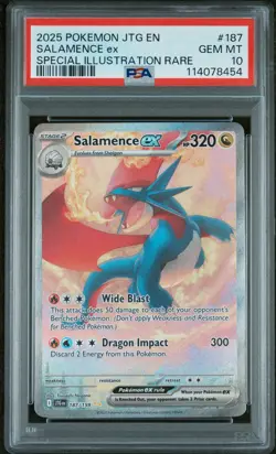 2025 POKEMON JTG EN-JOURNEY TOGETHER #187 SALAMENCE EX PSA 10 - Image 1