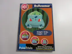 Bulbasaur PokeTrivia Burger King Pokemon Card LP - Image 1