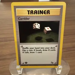 Gambler 60/62 Pokemon TCG 1st Edition Fossil NM Vintage 1999 Card - Image 1