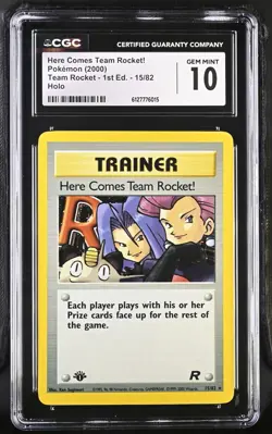 2000 POKEMON TEAM ROCKET 1ST ED HOLO HERE COMES TEAM ROCKET! CGC 10 GEM MINT - Image 1
