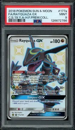 Pokemon PSA 9 Shiny Rayquaza GX 177a/168 Hidden Fates Premium Collection Promo - Image 1