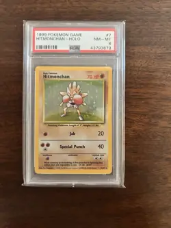 1999 Pokemon Base Set Hitmonchan Holo 7/102 PSA 8 - Image 1