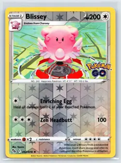 Blissey 052/078 Holo Rare Pokemon GO Pokemon Reverse Holo Near Mint - Image 1
