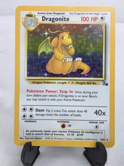Dragonite 4/62 Fossil Holo Rare Pokemon Card LP - Image 1