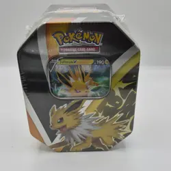 (Sealed) Pokemon TCG Eevee Evolutions Tin Jolteon V Promo Tin Box 45 Cards - Image 1