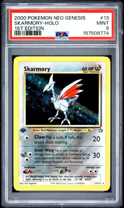 2000 POKEMON NEO GENESIS 1ST EDITION #13 SKARMORY-HOLO PSA 9 - Image 1