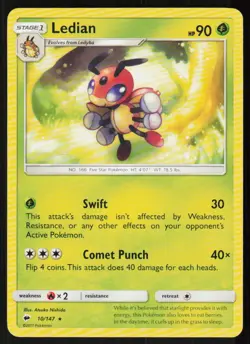 Ledian 10/147 Rare Burning Shadows Pokemon Near Mint - Image 1