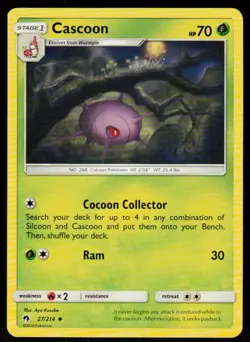 Cascoon 27/214 Uncommon Lost Thunder Pokemon Near Mint - Image 1