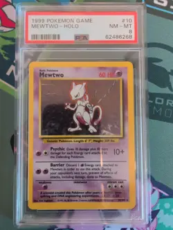 Pokemon Mewtwo Base Set 10/102 Holo Unlimited 1999 English PSA 8 - Image 1