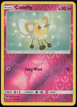 Cutiefly 95/147 MP Burning Shadows Common Reverse Holo Pokemon - Image 1