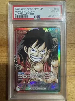 One Piece Card Game OP01 Monkey D. Luffy Leader Alt Art Holo PSA 10 JP - Image 1