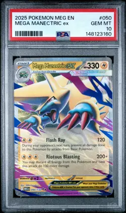 2025 POKEMON MEG EN-MEGA EVOLUTION #050 MEGA MANECTRIC EX PSA 10 - Image 1