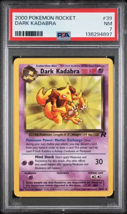 2000 POKEMON ROCKET #39 DARK KADABRA PSA 7 - Image 1
