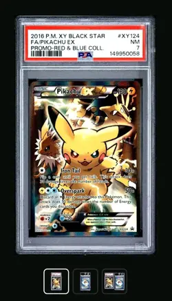 2016 Pokemon XY Black Star Promo XY124 Pikachu EX PSA 7 - Image 1