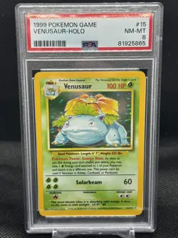 1999 POKEMON BASE SET UNLIMITED #15 VENUSAUR HOLO PSA 8 NM-MT - Image 1