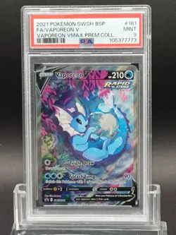 Vaporeon V SWSH181 PSA 9 Black Star Promo Pokemon Sword & Shield Alt Art MINT - Image 1