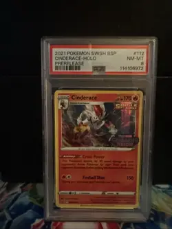 Cinderace (Prerelease) SWSH112 SWSH: Sword Shield Promo Cards Holo PSA NM-MT 8 - Image 1