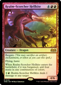 Magic The Gathering MTG REALM-SCORCHER HELLKITE FOIL Wilds of Eldraine NM - Image 1