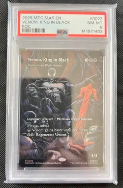 MTG Marvel Spider-man Venom King in Black Mythic Creature MAR 0022 PSA8 - Image 1
