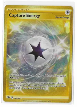 Capture Energy 201/189 Darkness Ablaze Gold Secret Rare Pokemon TCG Card NM - Image 1