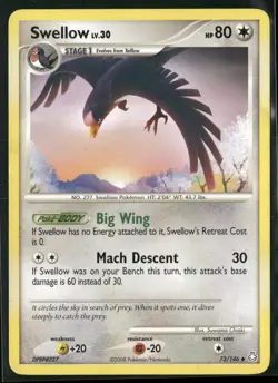 Swellow 73/146 Uncommon Legends Awakened Pokemon Heavily Played - Image 1