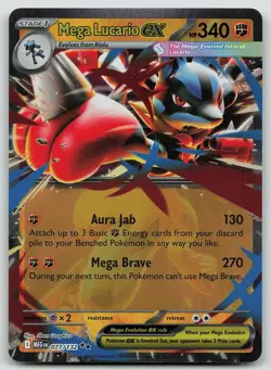 Pokemon Mega Lucario ex 077/132 Mega Evolution Double Rare Holo NM - Image 1