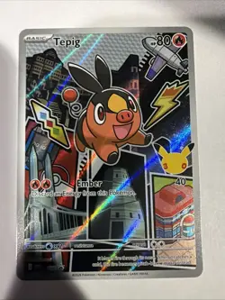 Tepig 050 Series 2 First Partner Illustration Collection, Pokemon Promo, In Hand - Image 1