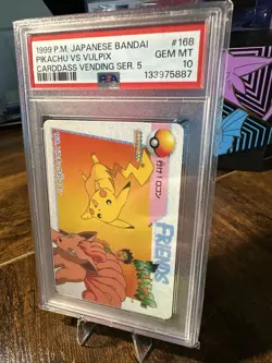 1999 POKEMON JPN BANDAI CARDDASS VENDING SERIES 5 168 PIKACHU VS VULPIX PSA 10 - Image 2