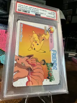 1999 POKEMON JPN BANDAI CARDDASS VENDING SERIES 5 168 PIKACHU VS VULPIX PSA 10 - Image 3