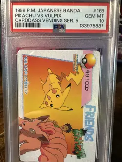 1999 POKEMON JPN BANDAI CARDDASS VENDING SERIES 5 168 PIKACHU VS VULPIX PSA 10 - Image 4