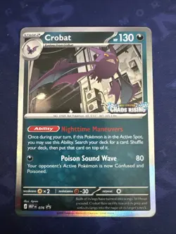 Pokemon Chaos Rising Pre-Release Crobat #076 Stamped Black Star Promo - Image 1