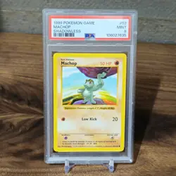 1999 Pokemon MACHOP Base Set Shadowless Common #52 PSA 9 MINT - Image 1