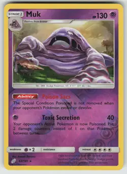 Muk 63/181 Rare Team Up Pokemon Reverse Holo Near Mint - Image 1