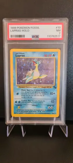 PSA 7 Lapras 10/62 HOLO Fossil Unlimited 1999 WOTC Pokemon Card NM - Image 1