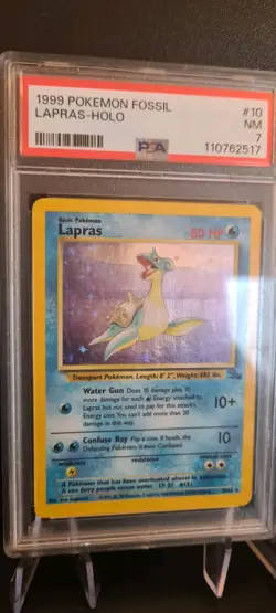 PSA 7 Lapras 10/62 HOLO Fossil Unlimited 1999 WOTC Pokemon Card NM - Image 2