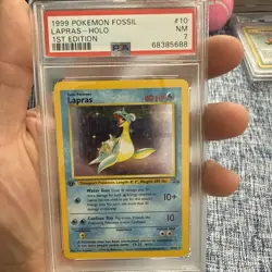 1999 Pokemon TCG Lapras #10/62 1st Edition Holo Fossil Set PSA 7 Near Mint - Image 1