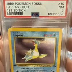 1999 Pokemon TCG Lapras #10/62 1st Edition Holo Fossil Set PSA 7 Near Mint - Image 2