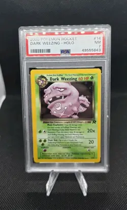 2000 POKEMON TEAM ROCKET #14/82 DARK WEEZING HOLO UNLIMITED PSA 7 - Image 1