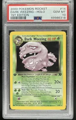Pokemon PSA 10 Team Rocket First Edition Dark Weezing Holo #14/82 2000 GEM MINT - Image 1