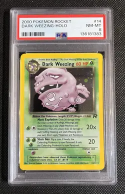 PSA 8 Dark Weezing 14/82 Holo Rare Pokemon Card - Team Rocket WOTC 2000 Vintage - Image 1